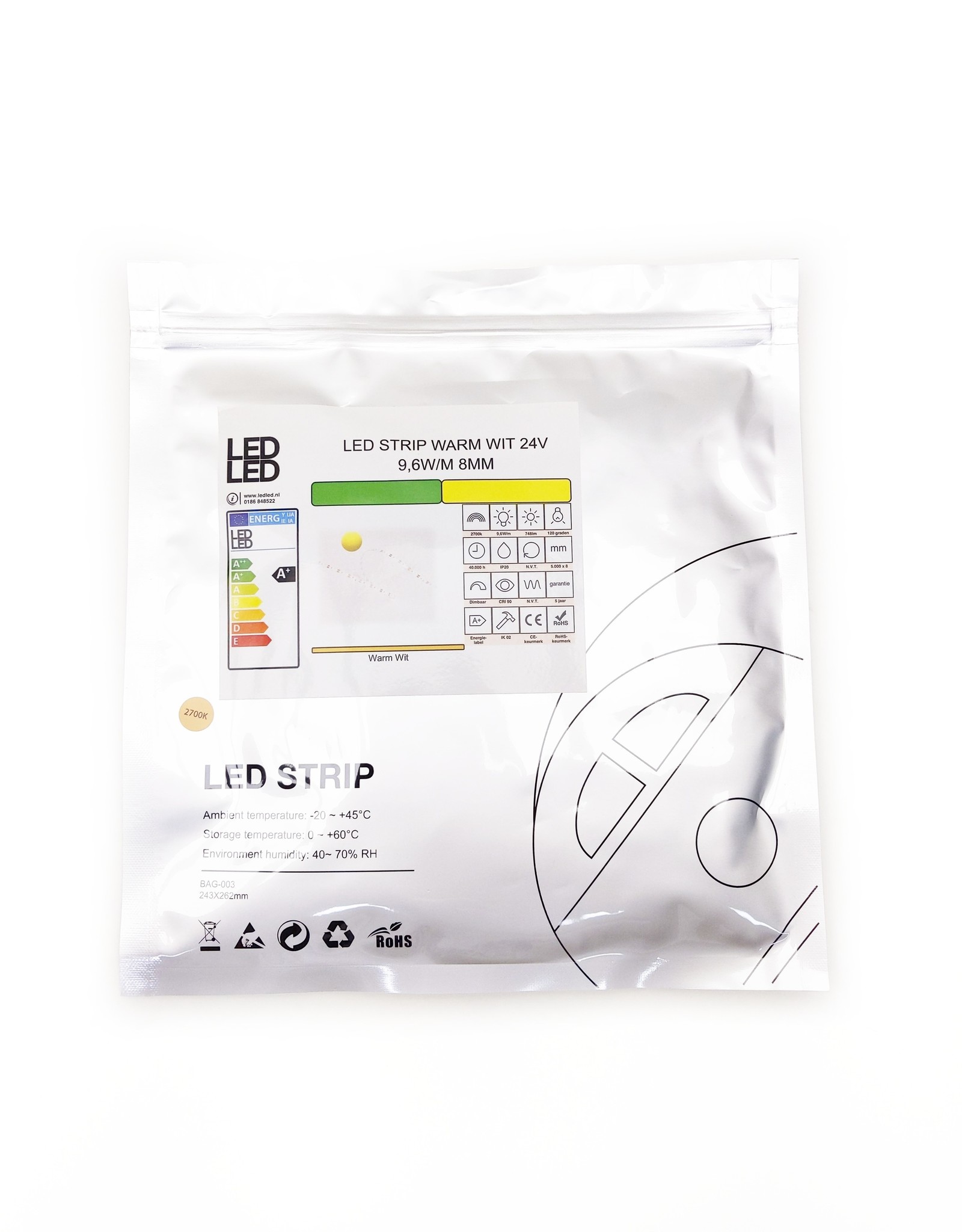 LedLed VARO led strip | 9,6W/m | 2700k | 24V | 5m | 8mm